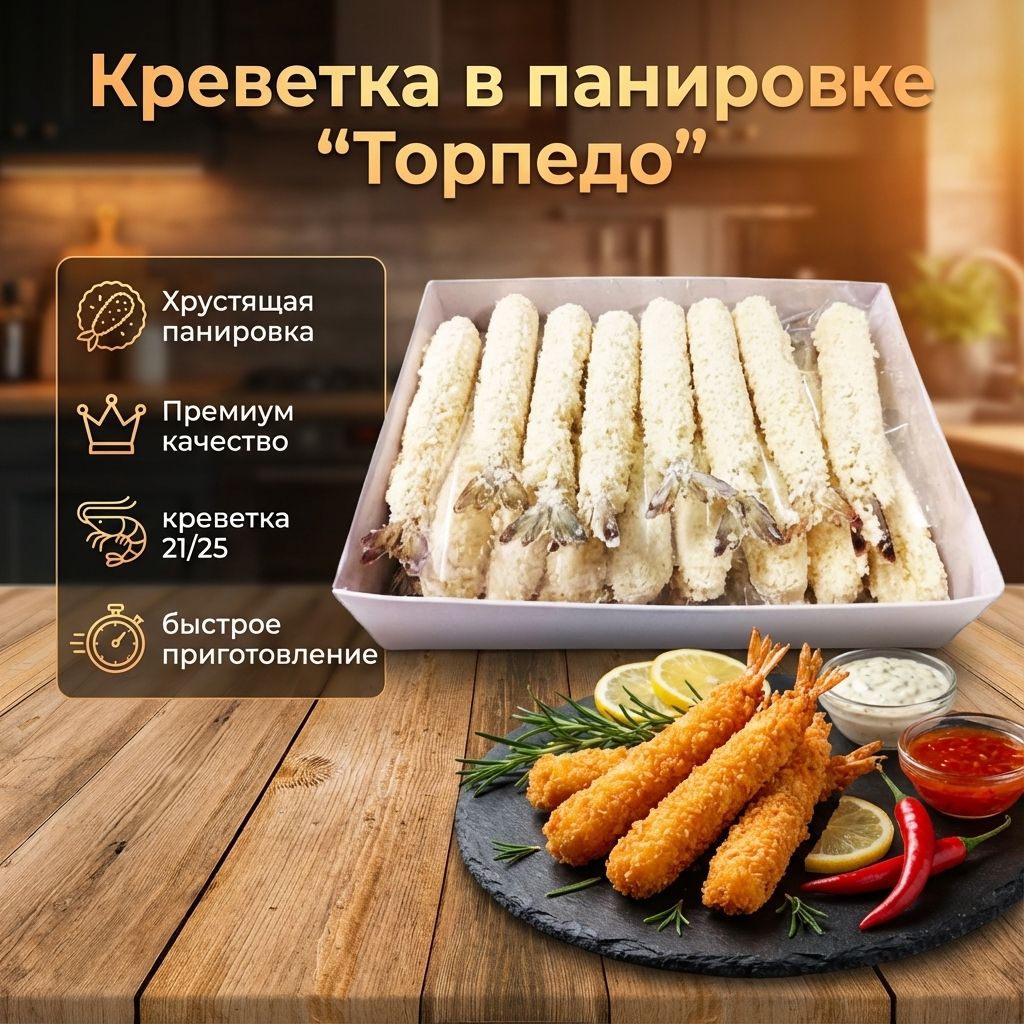 Креветки в панировке " Торпедо"