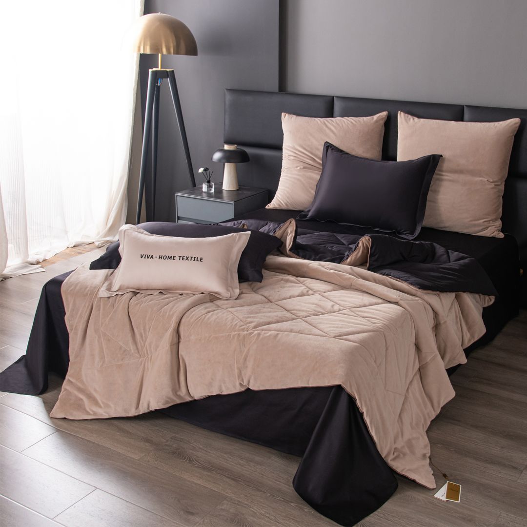 Комплект постельного белья Сатин Velvet Premium с Одеялом VP009 Евро 4 наволочки (5 в 1)