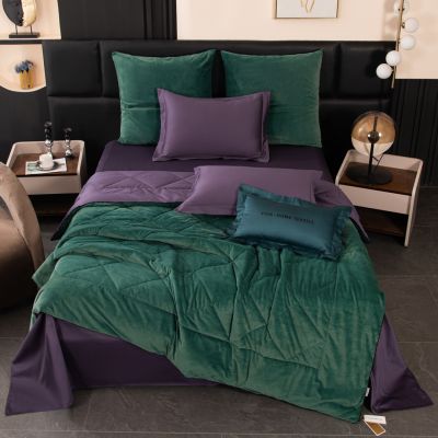 Комплект постельного белья Сатин Velvet Premium с Одеялом VP005 Евро 4 наволочки (5 в 1)