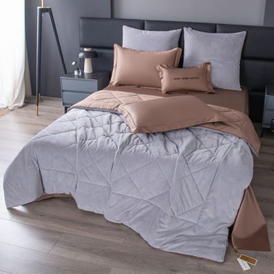 Комплект постельного белья Сатин Velvet Premium с Одеялом VP003 Евро 4 наволочки (5 в 1) photo