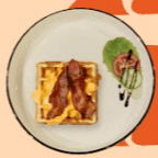 Breakfast with waffle bacon&cheese